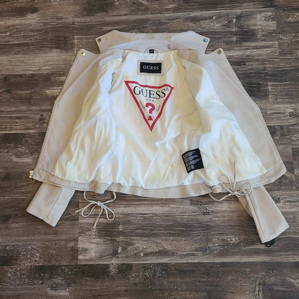 GUESS Leather Jacket, Stone Color - Picture 8 of 8